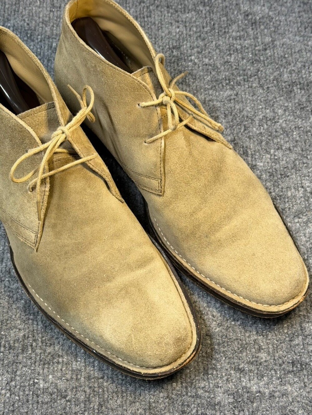 Banana Republic Chukka Boots Mens 8M Tan Suede Leather Sole Lace Up 👀